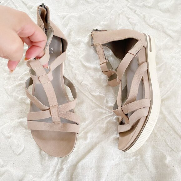 Eileen Fisher Sola Tumbled Nubuck Leather Sandal Size 9 - Picture 2 of 5